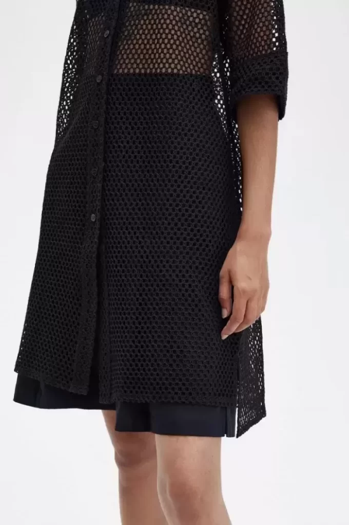 Açık Örgü Gömlek Kadın Elbisesi