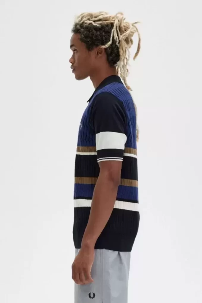 Argyle Panel Örme Erkek Gömleği