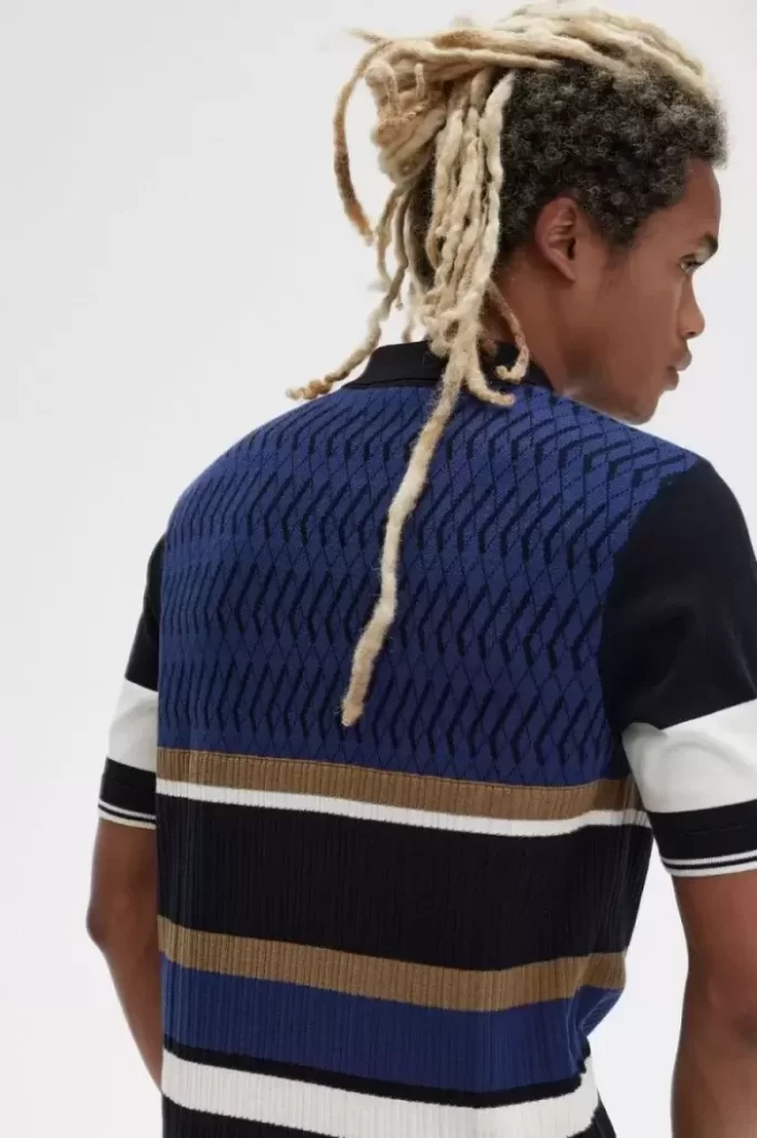 Argyle Panel Örme Erkek Gömleği