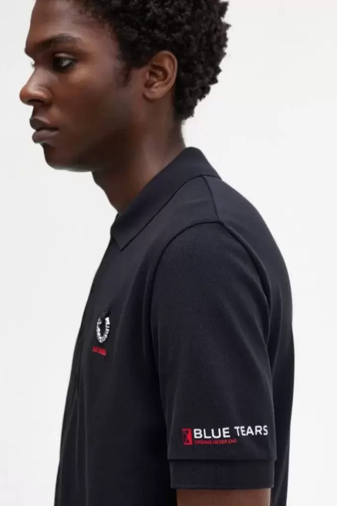 Baskılı Kollu Erkek Polo Tişörtü