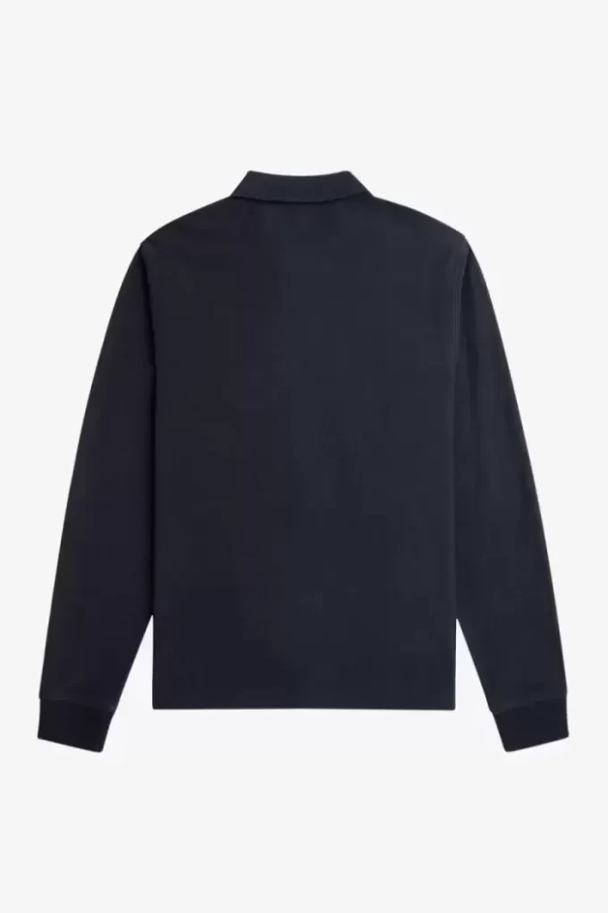 Degrade Çizgili Uzun Kollu Erkek Polo Tişörtü