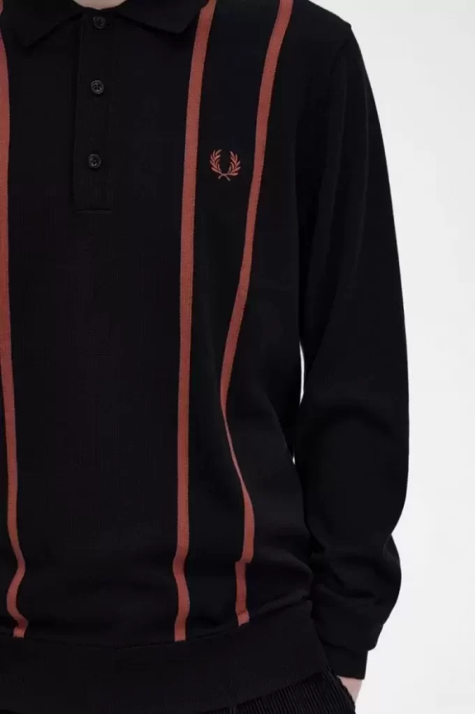 Dikey Çizgili Örme Erkek Gömleği