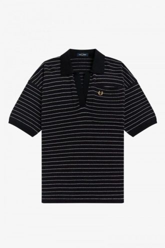 Dokulu Çizgili Örme Gömlekler