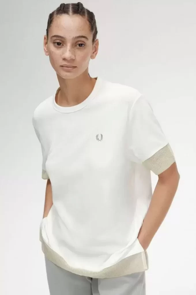 Şeffaf Kesim Piqué Kadın Tişörtü