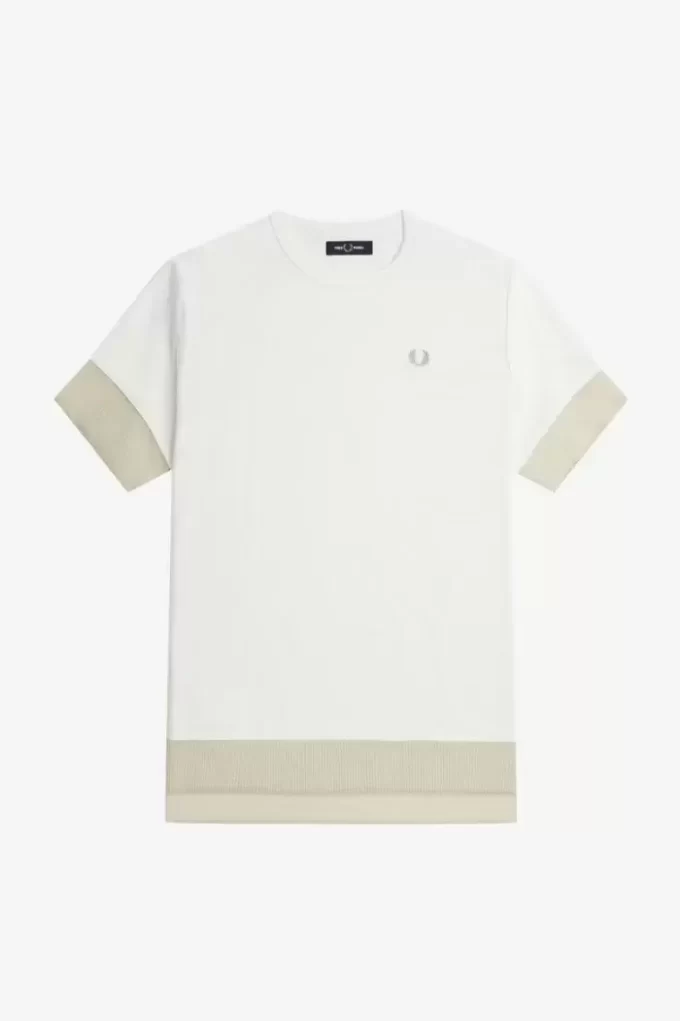 Şeffaf Kesim Piqué Kadın Tişörtü