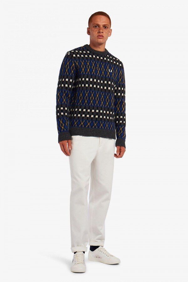 Fair Isle İngiliz Yün Kazak Örgü Fair Isle İngiliz Yün Kazak Örgü