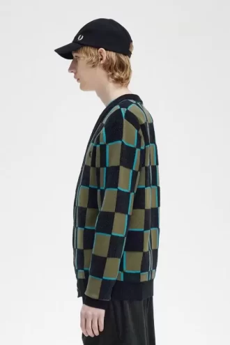 Glitch Dama Tahtası Erkek Hırkası