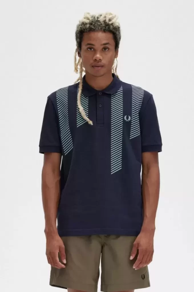 Glitch Stripe Erkek Polo Tişörtü
