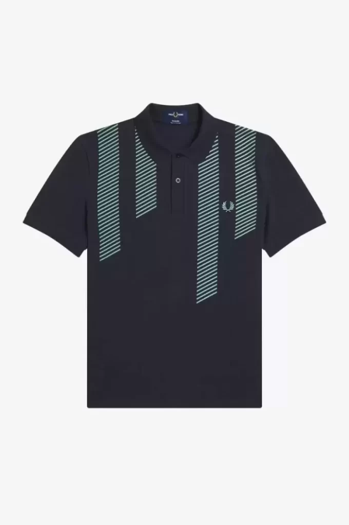 Glitch Stripe Erkek Polo Tişörtü