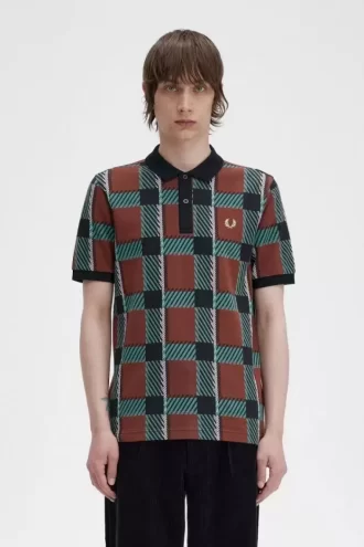 Glitch Tartan Erkek Polo Tişörtü
