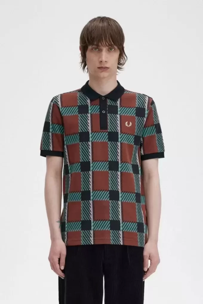 Glitch Tartan Erkek Polo Tişörtü Glitch Tartan Erkek Polo Tişörtü