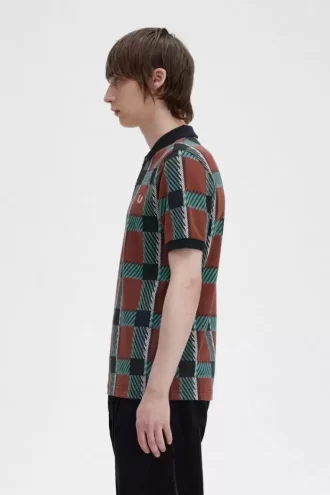 Glitch Tartan Erkek Polo Tişörtü