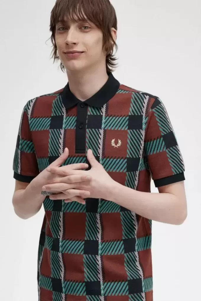 Glitch Tartan Erkek Polo Tişörtü Glitch Tartan Erkek Polo Tişörtü