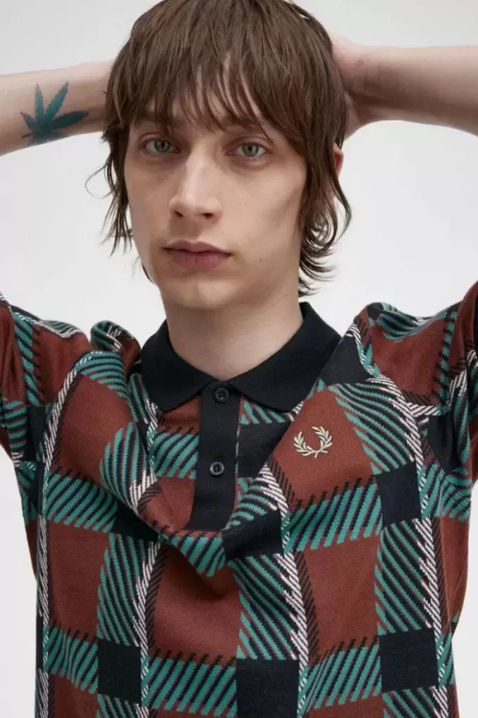 Glitch Tartan Erkek Polo Tişörtü Glitch Tartan Erkek Polo Tişörtü