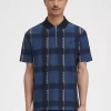 Glitch Tartan Fermuarlı Yaka Erkek Polo Tişörtü