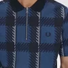 Glitch Tartan Fermuarlı Yaka Erkek Polo Tişörtü