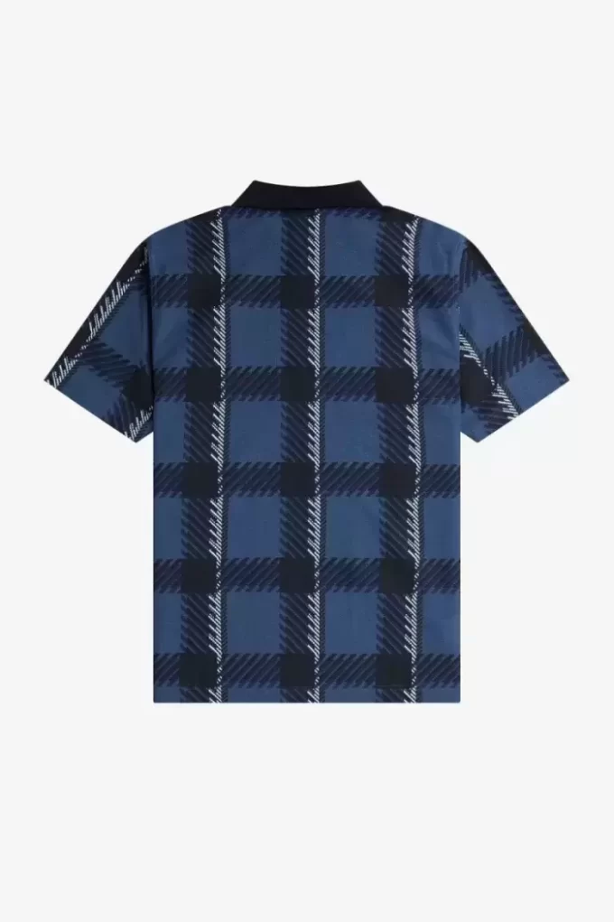 Glitch Tartan Fermuarlı Yaka Erkek Polo Tişörtü