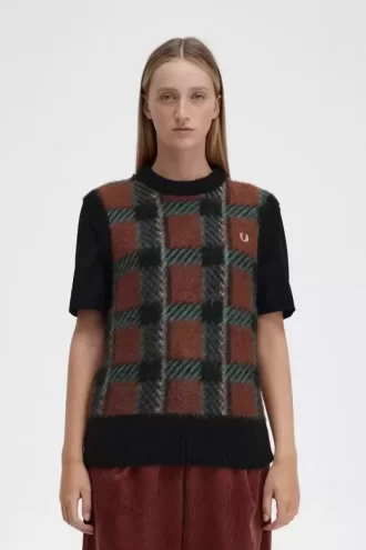 Glitch Tartan Örgü Kadın Atleti