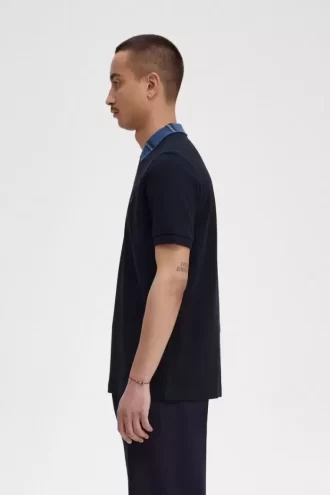 Grafik Yaka Erkek Polo Tişörtü