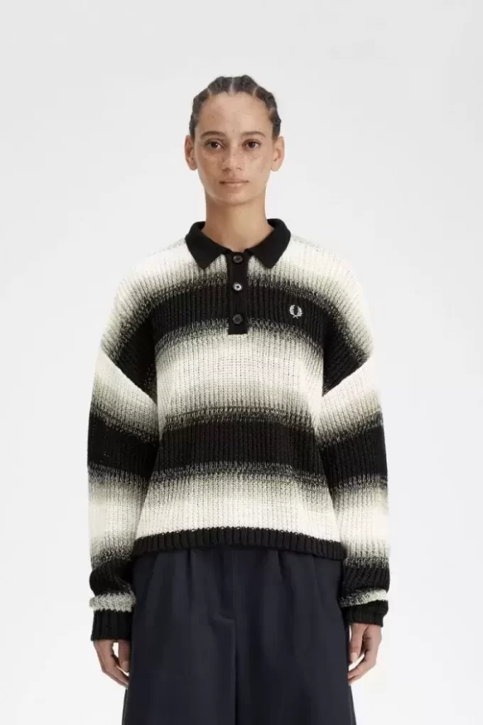 Çizgili Açık Örgü Kadın Gömleği