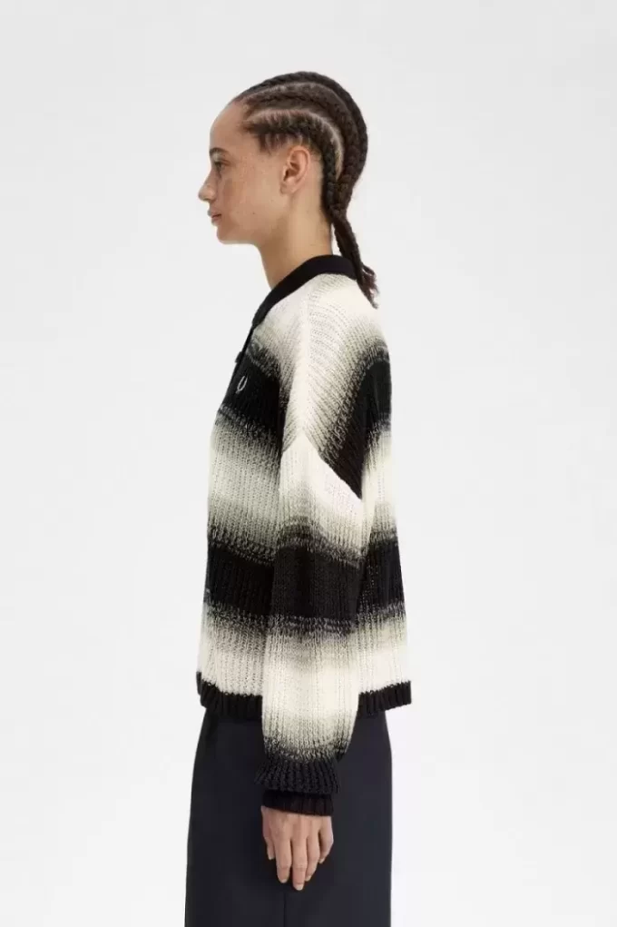 Çizgili Açık Örgü Kadın Gömleği