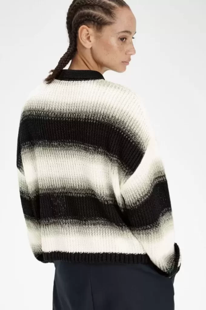 Çizgili Açık Örgü Kadın Gömleği