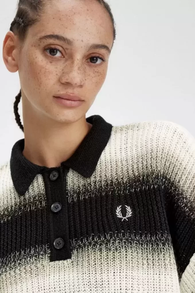 Çizgili Açık Örgü Kadın Gömleği