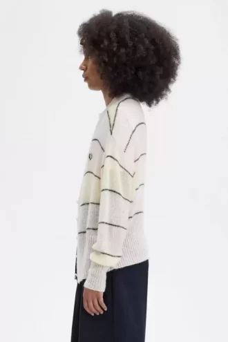 Çizgili Açık Örgü Kadın Hırka
