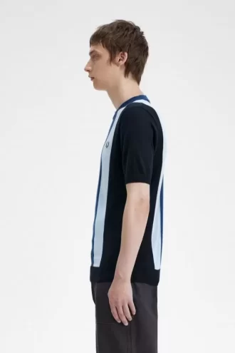 Çizgili İnce Örgü Erkek Tişörtü