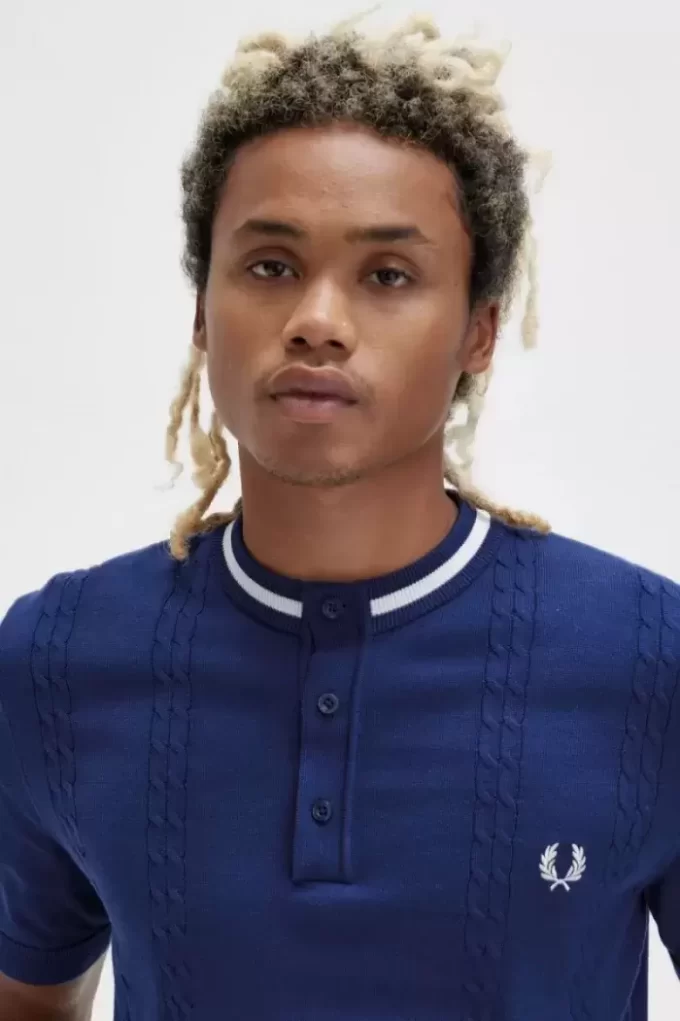 Kablo Örgü Henley Erkek Gömleği