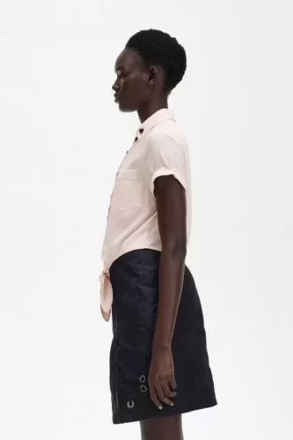 İşlemeli Önü Bağcıklı Kadın Gömleği