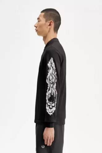 Noongoons Uzun Kollu Grafik Erkek Polo Tişörtü