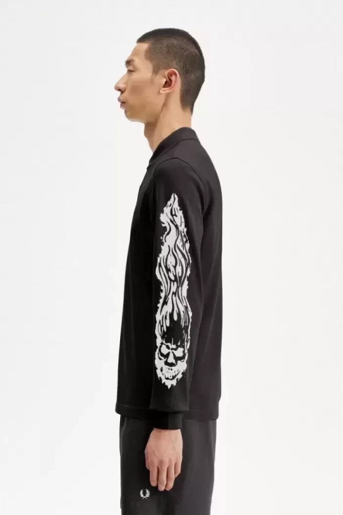 Noongoons Uzun Kollu Grafik Erkek Polo Tişörtü