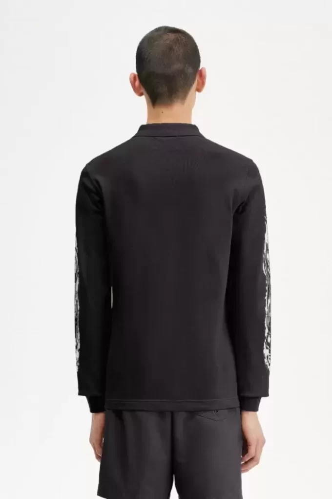 Noongoons Uzun Kollu Grafik Erkek Polo Tişörtü