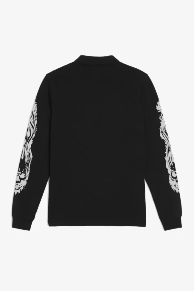 Noongoons Uzun Kollu Grafik Erkek Polo Tişörtü