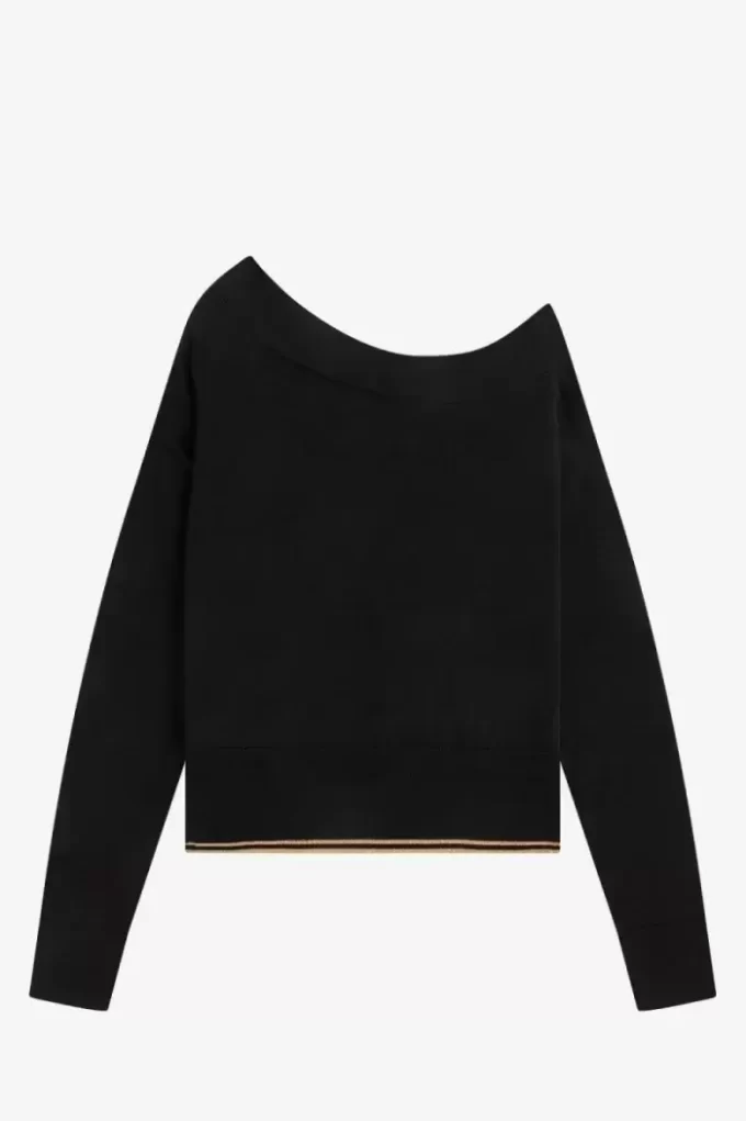 Omuz Açık Örme Kadın Tişörtü