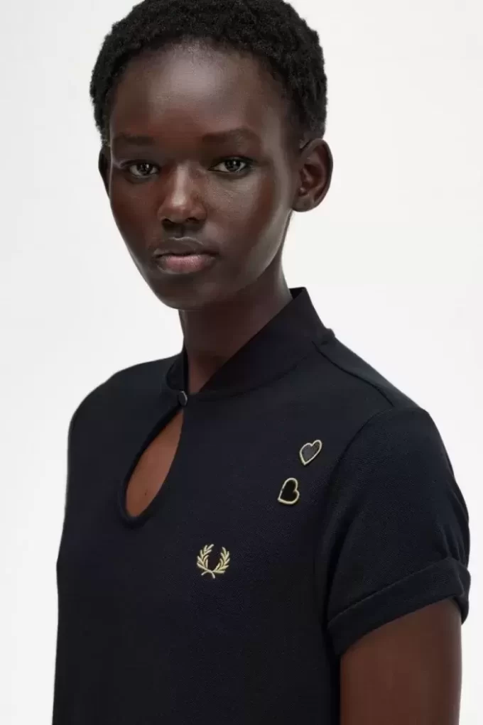 Palmiye Desenli Pike Kadın Elbisesi