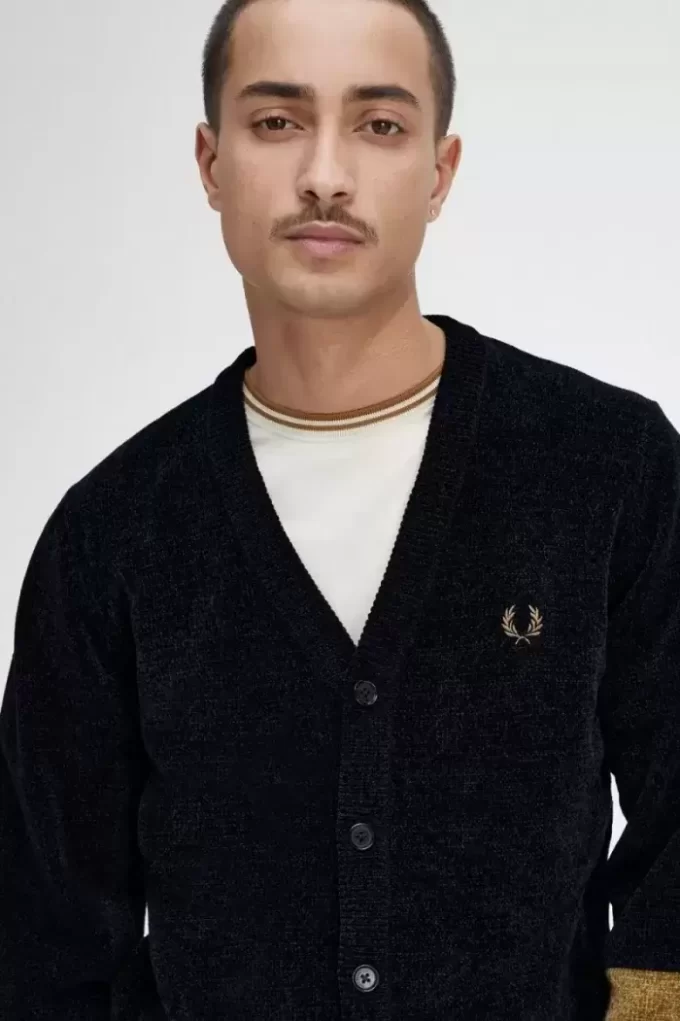 Renk Bloklu Şönil Erkek Hırka