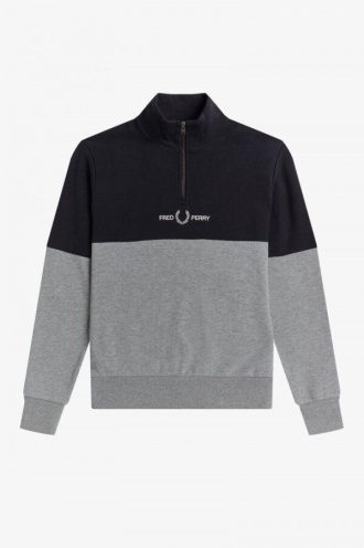 Renk Bloklu Yarım Fermuarlı Sweatshirtler