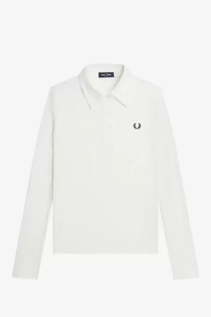 Uzun Kollu Ribanalı Kadın Polo Tişörtü