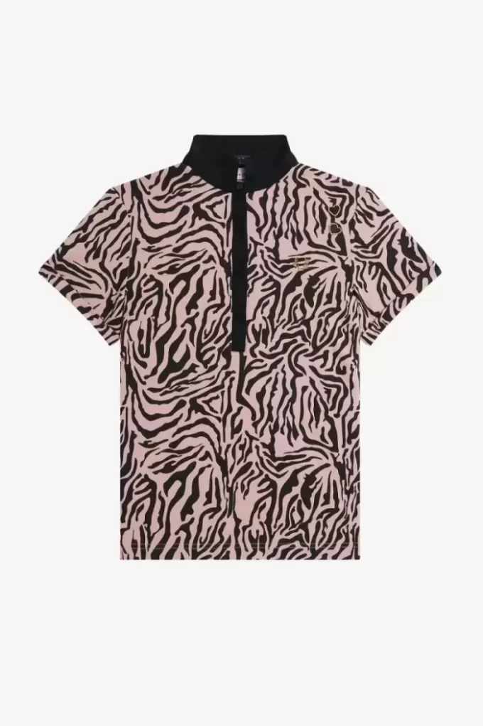 Zebra Desenli Kadın Polo Tişörtü Zebra Desenli Kadın Polo Tişörtü