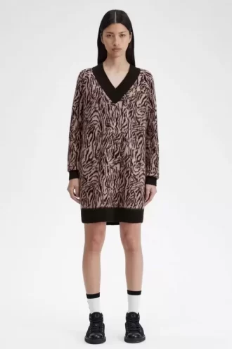 Zebra Örgü Kadın Elbisesi